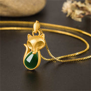 Buddha Stones Green Chalcedony Fox Pattern Courage Necklace Pendant Necklaces & Pendants BS 4