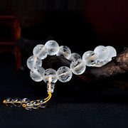 Buddha Stones Tibet White Crystal Black Onyx Om Mani Padme Hum Meditation Bracelet Bracelet BS 2