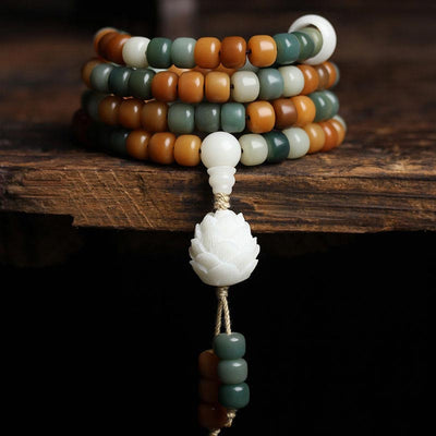 Buddha Stones Bodhi Lotus Mala Harmony Necklace Bracelet