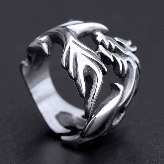 Buddha Stones Dragon Pattern Protection Strength Adjustable Ring Ring BS 16