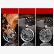 Buddha Stones Natural White Crystal Bagua Yin Yang Black Onyx Protection Necklace Pendant