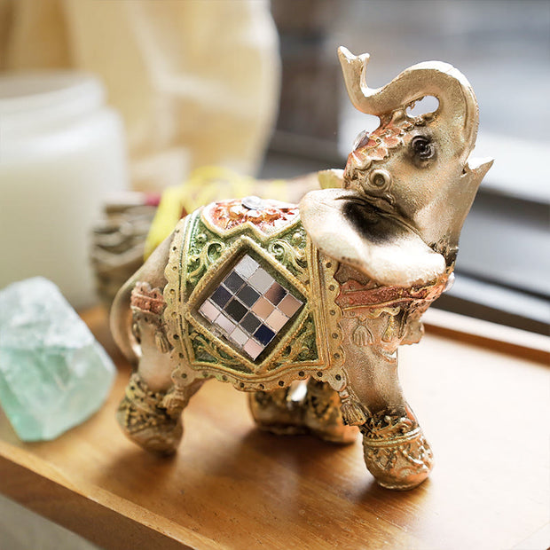 Buddha Stones Lucky Feng Shui Green Elephant Statue Sculpture Wealth Figurine Gift Home Decoration Decorations BS Small