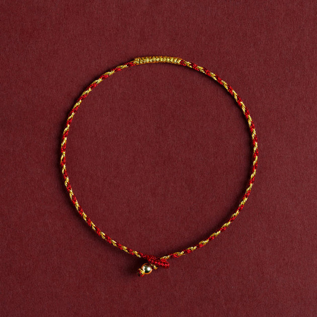 Buddha Stones 14K Gold Plated Handmade Red Gold Rope King Kong Knot Br ...