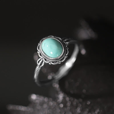 925 Sterling Silver Tibetan Turquoise Red Agate Protection Ring Ring BS Turquoise