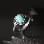 925 Sterling Silver Tibetan Turquoise Red Agate Protection Ring (Extra 30% Off | USE CODE: FS30) Ring BS Turquoise