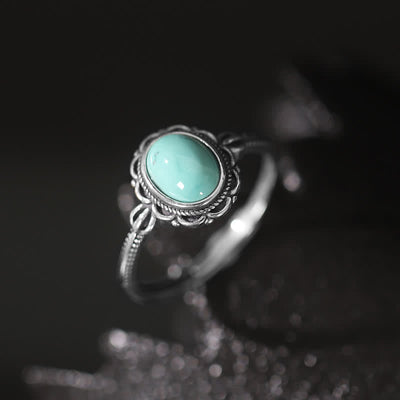 925 Sterling Silver Tibetan Turquoise Red Agate Protection Ring (Extra 30% Off | USE CODE: FS30) Ring BS Turquoise