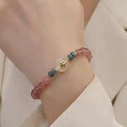 Buddha Stones Natural Strawberry Quartz Chalcedony Jade Healing Bracelet Bracelet BS 4