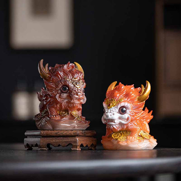Buddha Stones Color Changing Small Kirin Resin Tea Pet Home Figurine Decoration Decorations BS 7