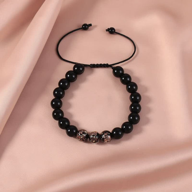 Buddha Stones Black Obsidian Luminous Glowstone Strength Bracelet Bracelet BS Black