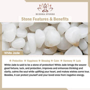 Buddha Stones White Jade Magnolia Flower Blessing Bead Charm Hairpin Hairpin BS 13