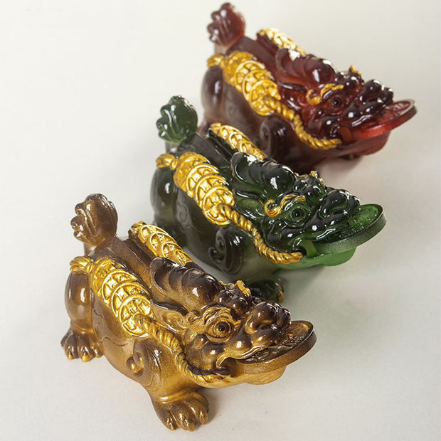 Buddha Stones Color Changing Small PiXiu Copper Coins Resin Tea Pet Wealth Home Figurine Decoration
