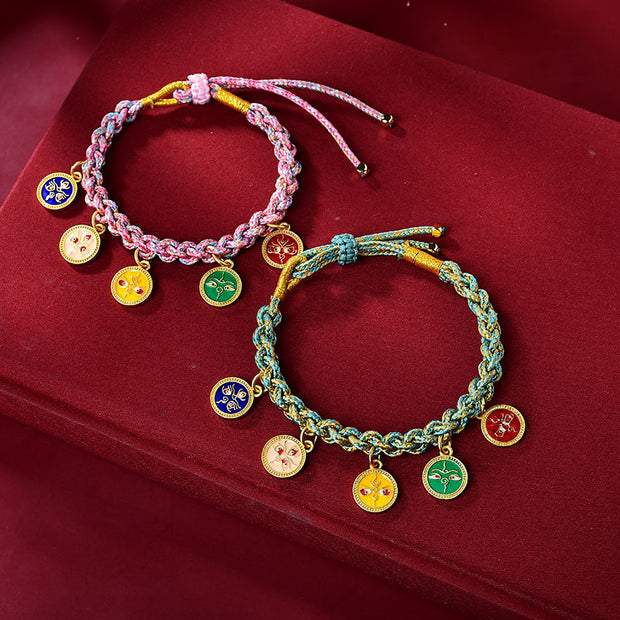 Buddha Stones Handmade Tibetan Multicolored Rope Five God Of Wealth Luck Braid Bracelet Bracelet BS 1