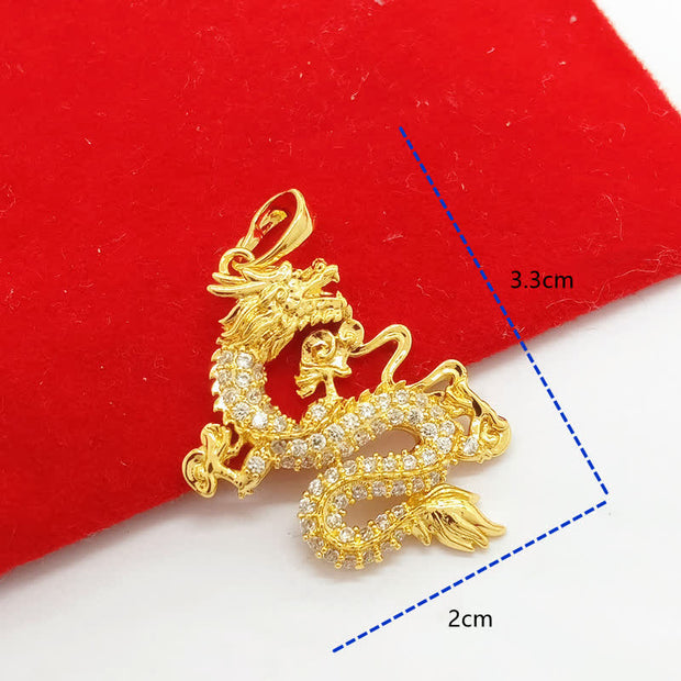 Buddha Stones Gold Dragon Protection Necklace Pendant Necklaces & Pendants BS 8