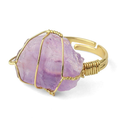 Natural Crystal Gemstone Amethyst Adjustable Ring (Extra 30% Off | USE CODE: FS30) Rings BS Amethyst