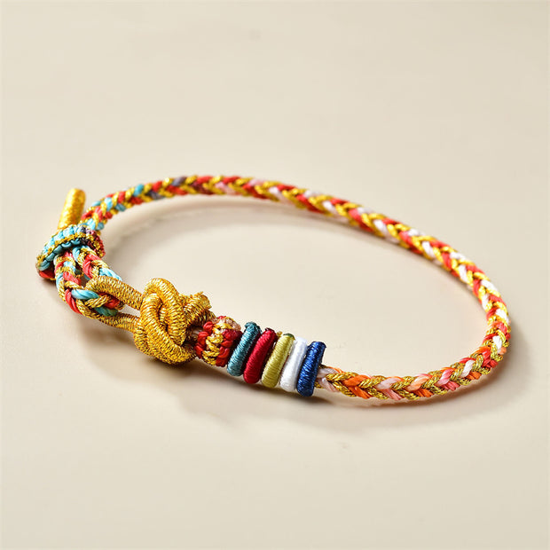 Buddha Stones Handcrafted Colorful Gold Healing Braid Rope Bracelet