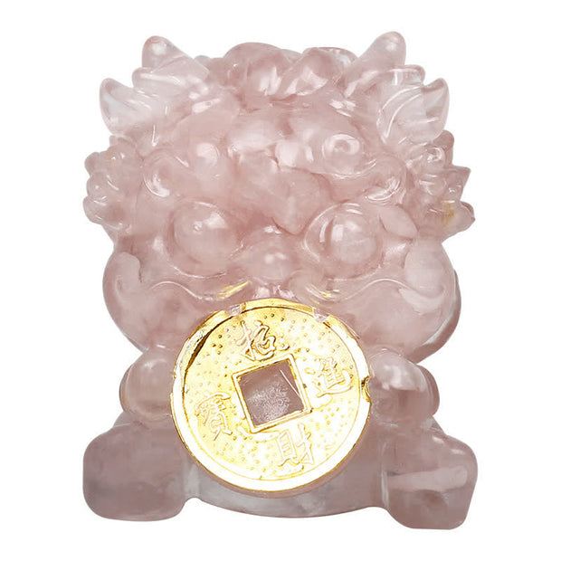 Buddha Stones Handmade Cute PiXiu Gold Coin Crystal Fengshui Energy Wealth Fortune Home Decoration Decorations BS 6