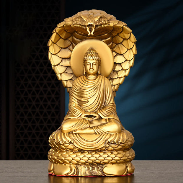 Buddha Stones Buddha Shakyamuni Snake Figurine Serenity Copper Statue Home Offering Decoration Decorations BS 11*9*18.5cm