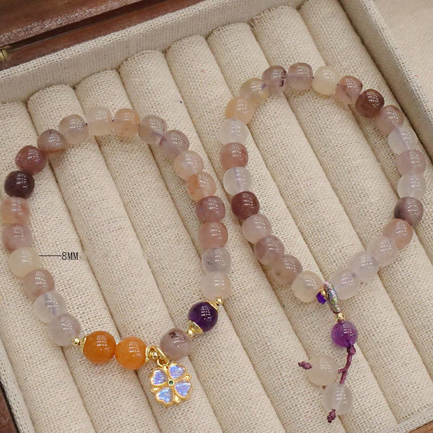 Buddha Stones Natural Purple Golden Silk Jade Violet Flower Bead Charm Wealth Bracelet Bracelet BS 12