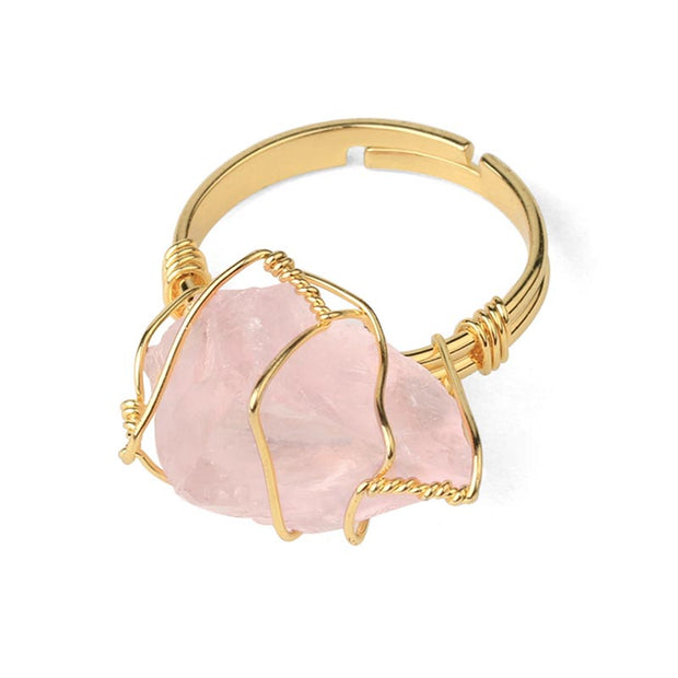Natural Crystal Gemstone Amethyst Adjustable Ring (Extra 30% Off | USE CODE: FS30) Rings BS Rose Quartz