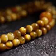 Buddha Stones 108 Mala Beads Natural Tiger Eye Copper Dorje Protection Tassel Bracelet Mala Bracelet BS 2