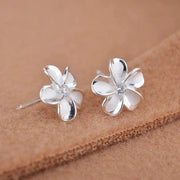 Buddha Stones 925 Sterling Silver Flower Blessing Stud Earrings Earrings BS 1