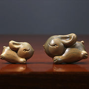 Buddha Stones Green Sandalwood Small Mini Cute Rabbit Bunny Peace Decorations Decorations BS 16