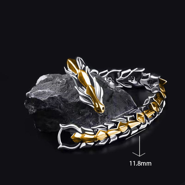 FREE Today: Protection Force Dragon Bracelet FREE FREE Silver + Gold Dragon 11.8mm 17cm