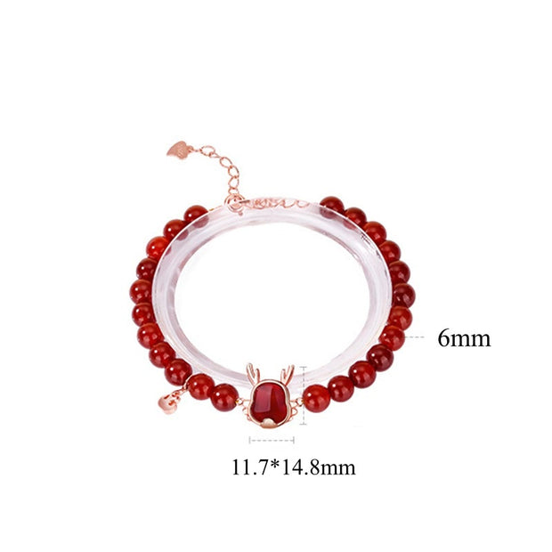 ❗❗❗A Flash Sale- Buddha Stones 925 Sterling Silver Year Of The Dragon Natural Red Agate Attract Fortune Dragon Luck Chain Bracelet