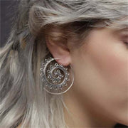 Buddha Stones Tibetan Lotus Spiral Pattern Copper Blessing Dangle Drop Earrings Earrings BS 3