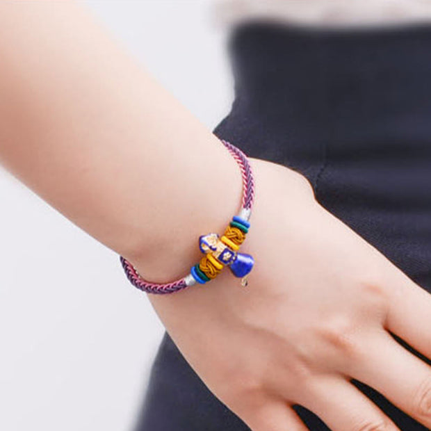 Buddha Stones Tibetan Handmade Dorje Vajra Strength Eight Threads String Bracelet Bracelet BS 5