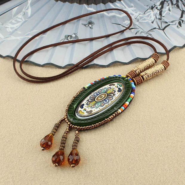 Buddha Stones Mandala Pattern Beads Creativity Necklace Pendant Necklaces & Pendants BS Oval Mandala
