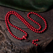 Buddha Stones 108 Mala Beads Cinnabar Om Mani Padme Hum Pattern Engraved Blessing Bracelet