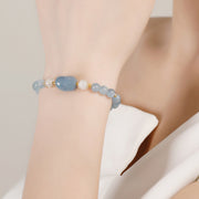 Buddha Stones Aquamarine Strawberry Quartz Amethyst Moonstone PiXiu Healing Bracelet Bracelet BS 1
