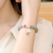 Buddha Stones Moonstone Strawberry Quartz Flower Healing Charm Bracelet Bracelet BS 5