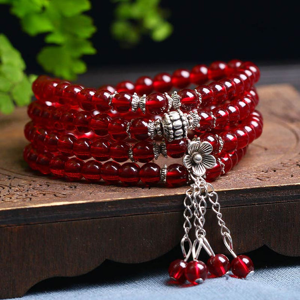 Buddha Stones Amethyst Red Agate Black Onyx Bead Calm Bracelet Mala Mala Bracelet BS 6mm*108 Red Agate