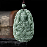 Buddha Stones Chinese Zodiac Natal Buddha Natural Jade Wealth Prosperity Necklace Pendant Necklaces & Pendants BS 3
