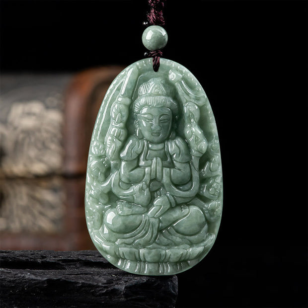 Buddha Stones Chinese Zodiac Natal Buddha Natural Jade Wealth Prosperity Necklace Pendant Necklaces & Pendants BS 3