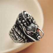 Buddha Stones 925 Sterling Silver Dragon Strength Protection Ring Ring BS 2