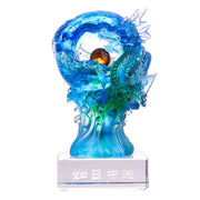 Buddha Stones Handmade Azure Dragon Liuli Crystal Art Piece Success Protection Home Office Decoration Decorations BS 4