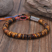 Buddha Stones Tibetan Tiger Eye Om Mani Padme Hum Protection Power Bracelet Bracelet BS 1