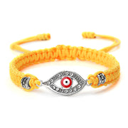 Buddha Stones Evil Eye Keep Away Evil Spirits String Bracelet Bracelet BS Yellow Red Evil Eye Silver Border