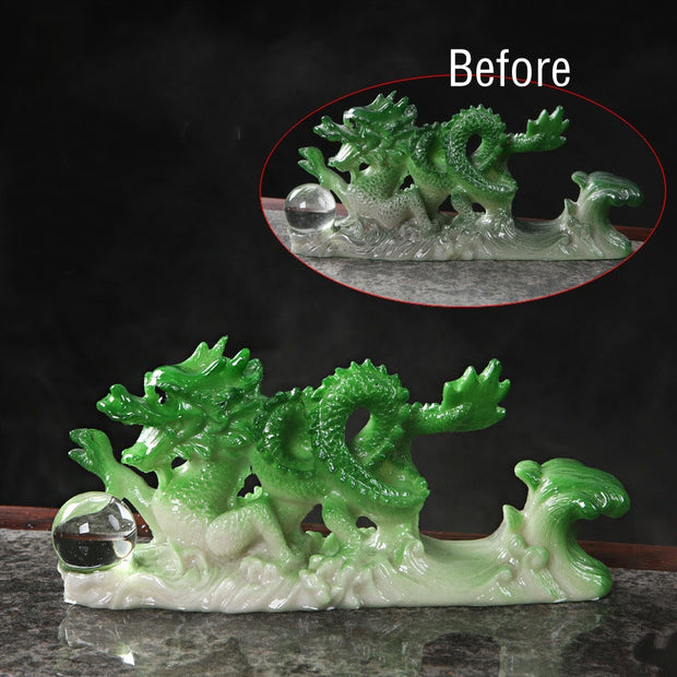 Buddha Stones Year Of The Dragon Color Changing Resin Horse Luck Tea Pet Home Figurine Decoration Decorations BS Green Dragon 18*5*7.5cm