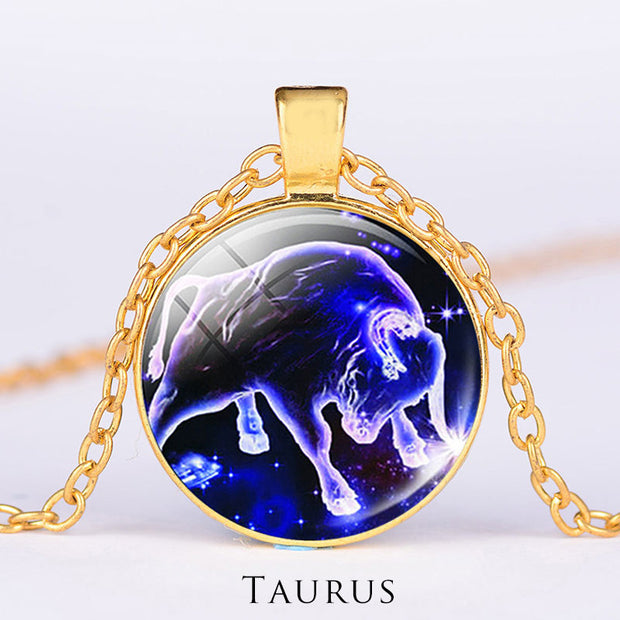 12 Constellations of the Zodiac Moon Starry Sky Protection Blessing Necklace Pendant Necklaces & Pendants BS Gold Taurus