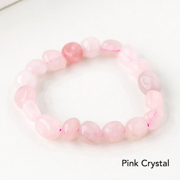 Natural Irregular Shape Crystal Stone Spiritual Awareness Bracelet Bracelet BS Pink Crystal