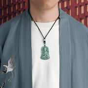 Buddha Stones Four-armed Avalokitesvara Natural Jade Amulet Blessing String Necklace Necklaces & Pendants BS 2