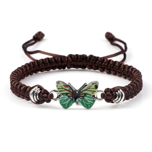 Buddha Stones Butterfly Freedom Love String Charm Bracelet Bracelet BS Brown-Green Butterfly