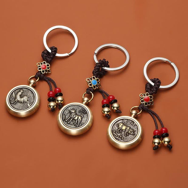 Buddha Stones 12 Chinese Zodiac Blessing Wealth Fortune Keychain Key Chain BS 3