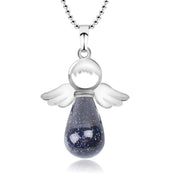 Buddha Stones Little Angel Wings Natural Crystal Luck Necklace Pendant Necklaces & Pendants BS Blue Sandstone