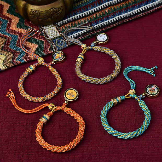 Buddha Stones Tibetan Handmade Luck Thangka Prayer Wheel Charm Weave String Bracelet Bracelet BS 23