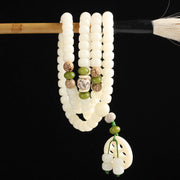 Buddha Stones White Bodhi Seed Mala 108 Beads Luck Bracelet Bracelet BS 4